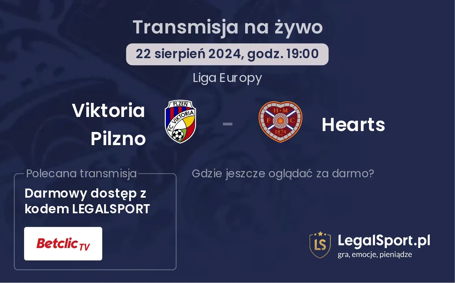 Viktoria Pilzno - Hearts transmisja na żywo