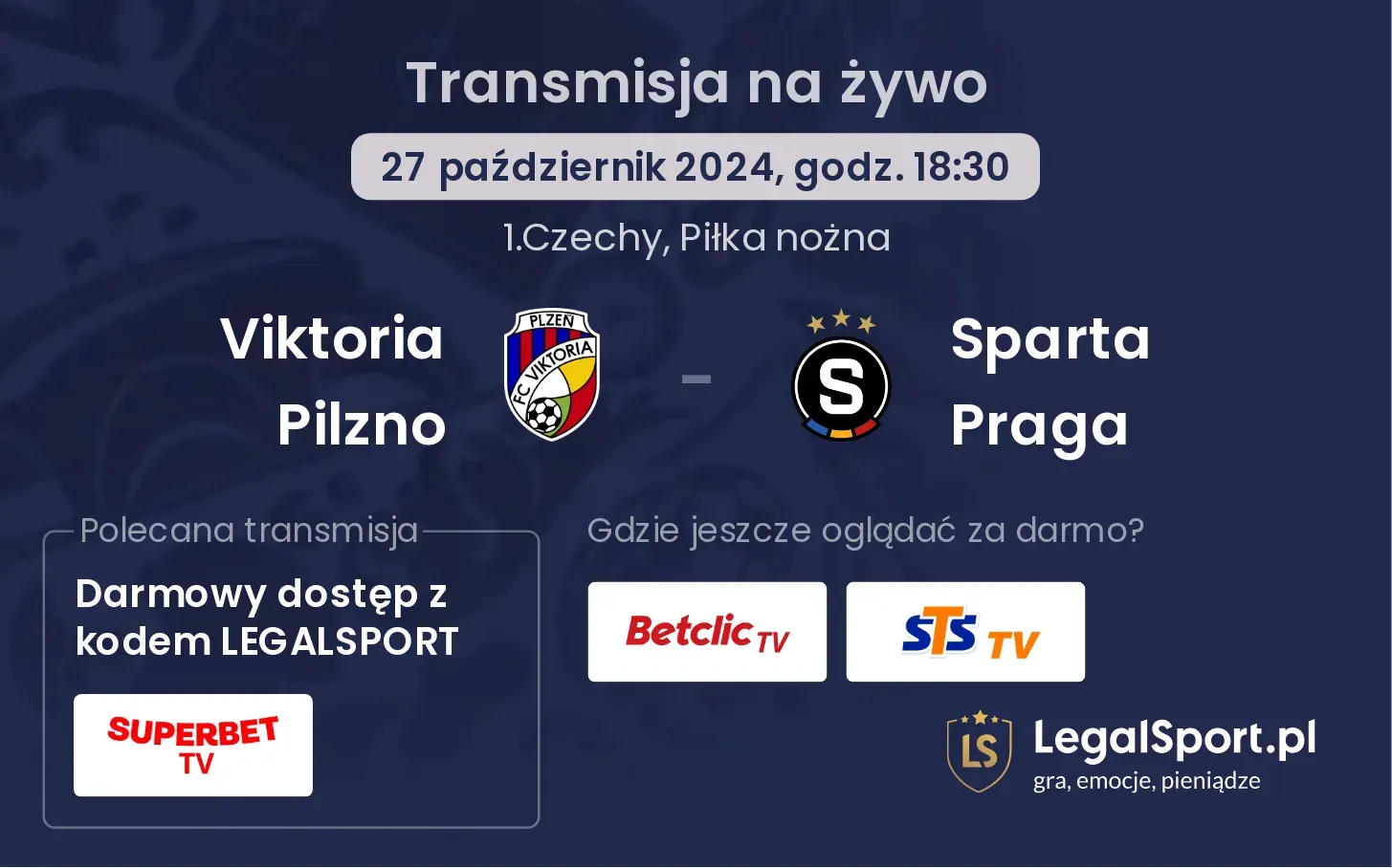 Viktoria Pilzno - Sparta Praga transmisja na żywo