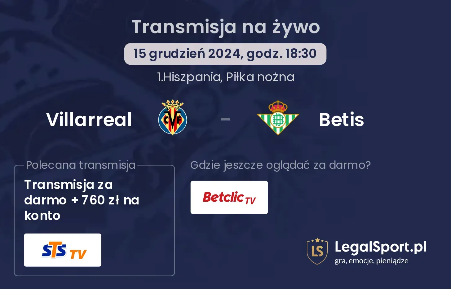 Villarreal - Betis transmisja na żywo