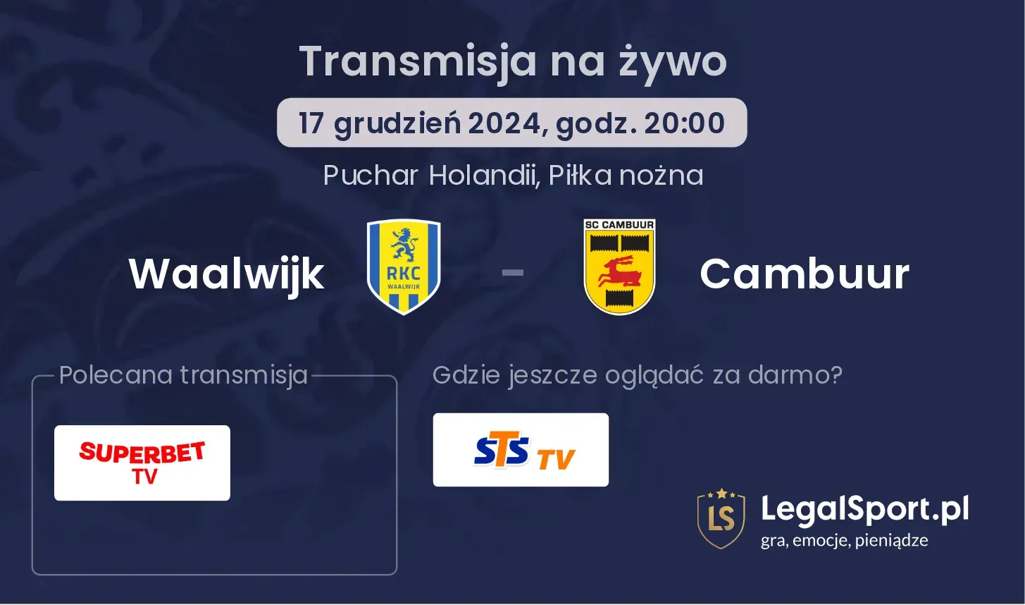 Waalwijk - Cambuur transmisja na żywo