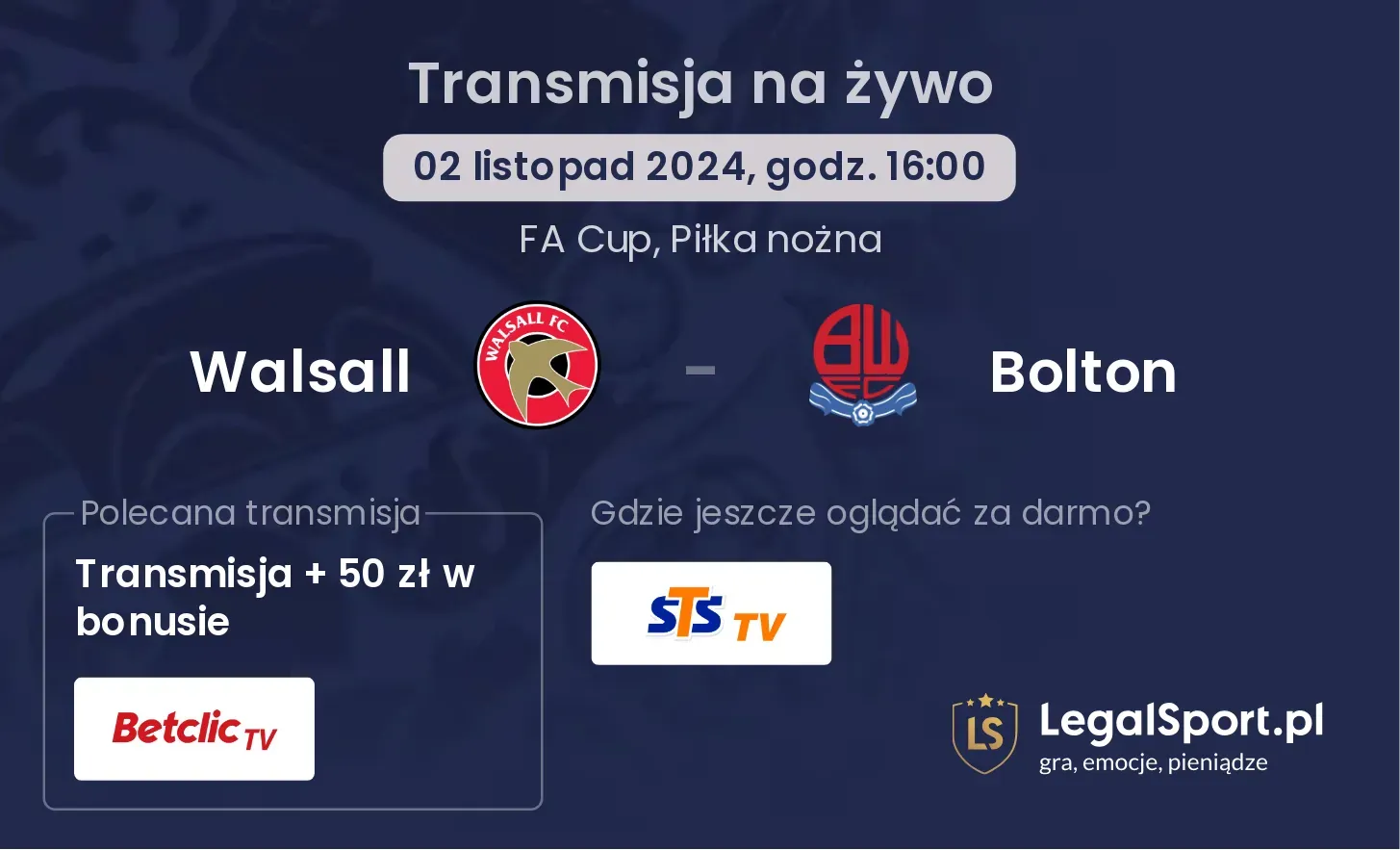 Walsall - Bolton transmisja na żywo