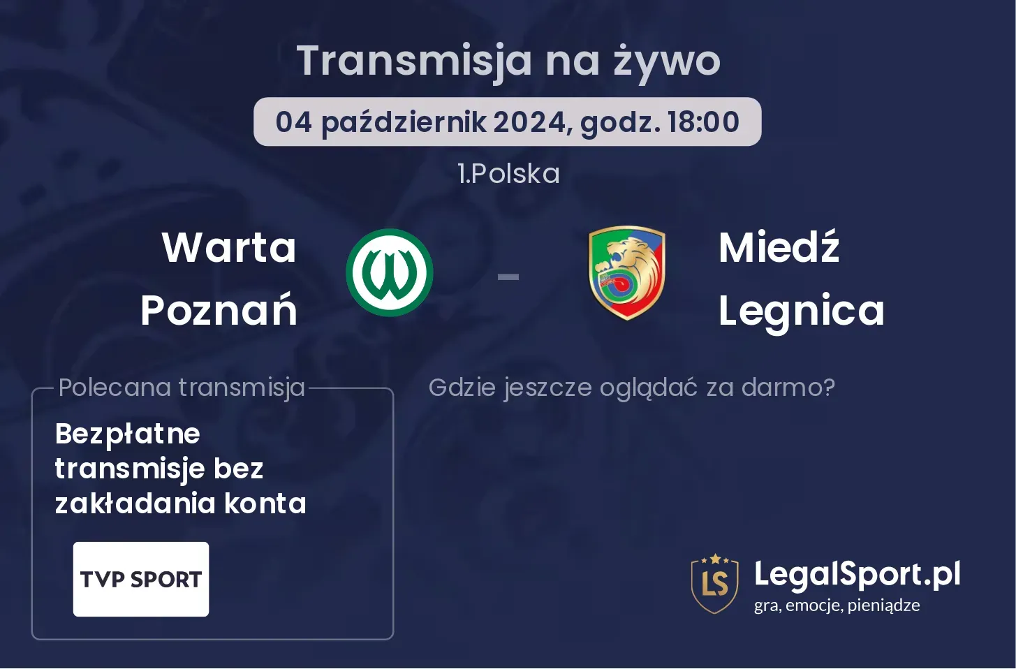 Warta Poznań - Miedź Legnica transmisja na żywo