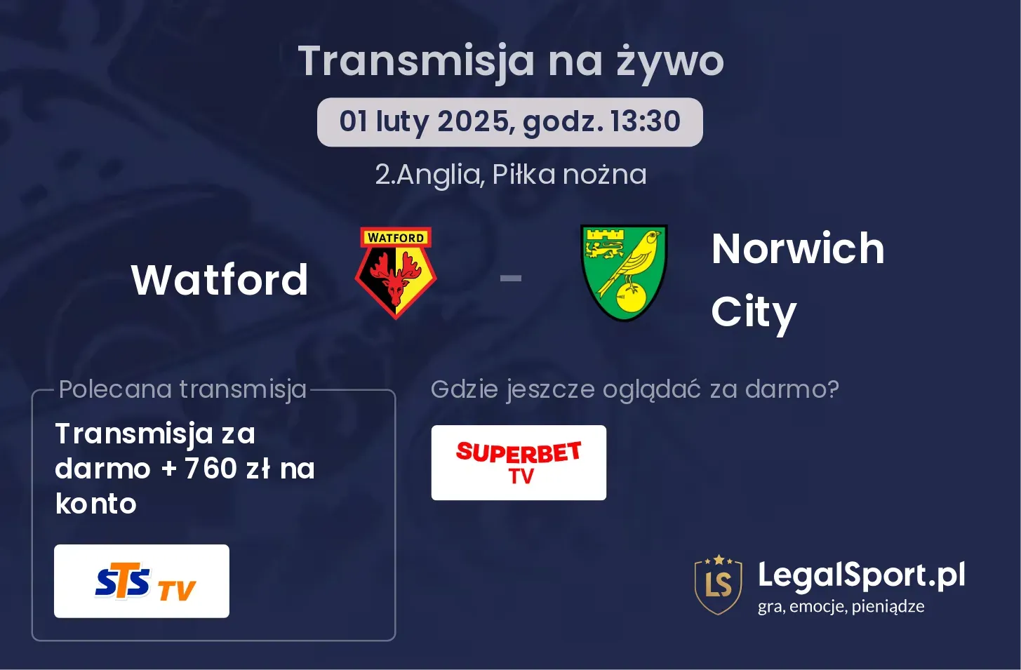 Watford - Norwich City transmisja na żywo