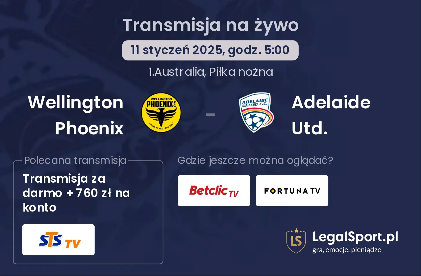 Wellington Phoenix - Adelaide Utd. transmisja na żywo