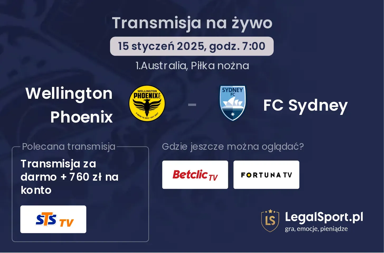 Wellington Phoenix - FC Sydney transmisja na żywo