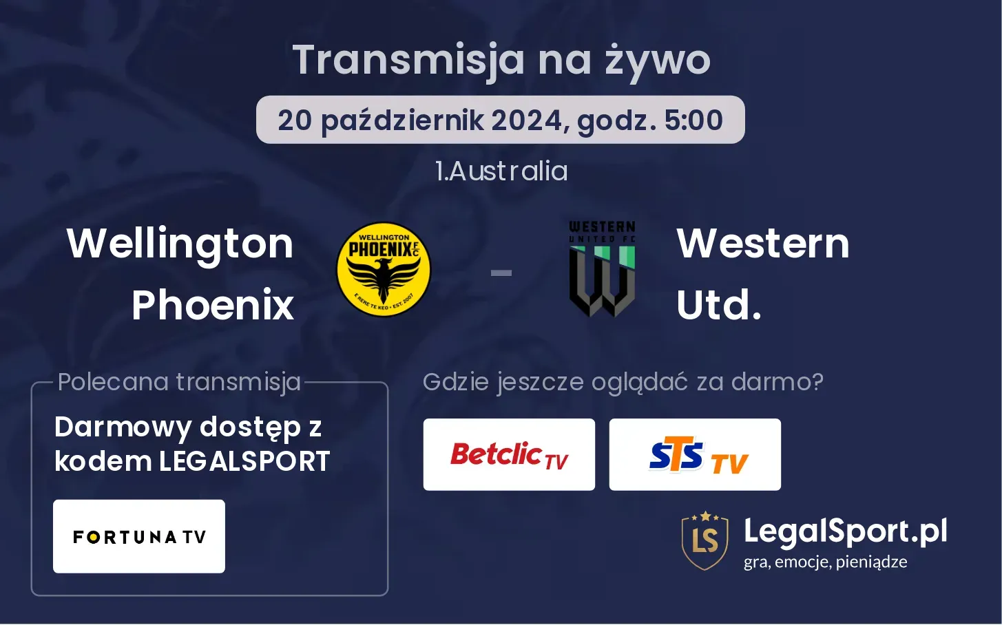 Wellington Phoenix - Western Utd. gdzie oglądać? 20.10, godz. 05:00