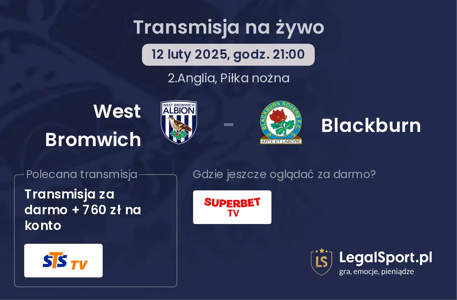 West Bromwich - Blackburn transmisja na żywo