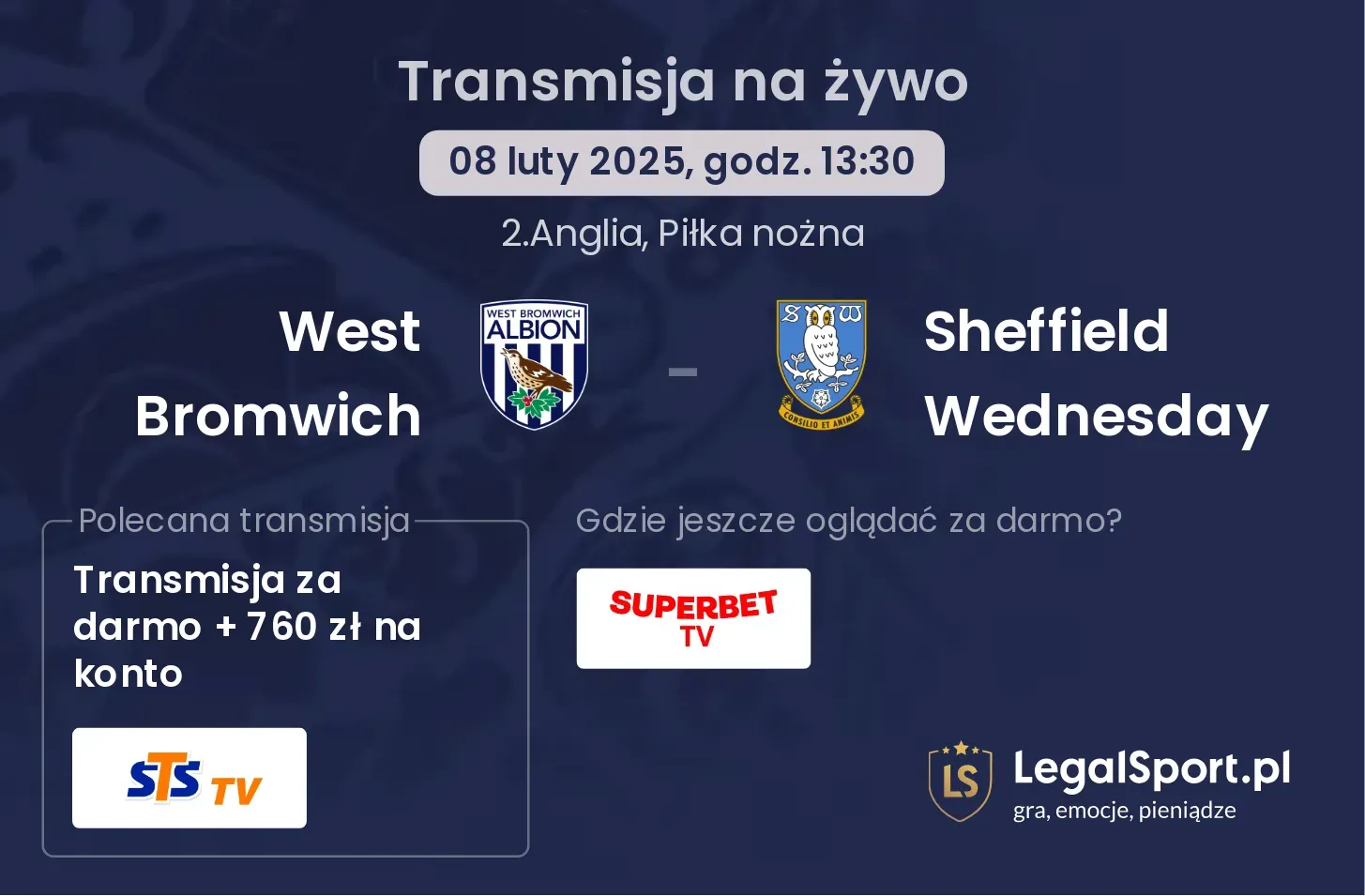 West Bromwich - Sheffield Wednesday transmisja na żywo