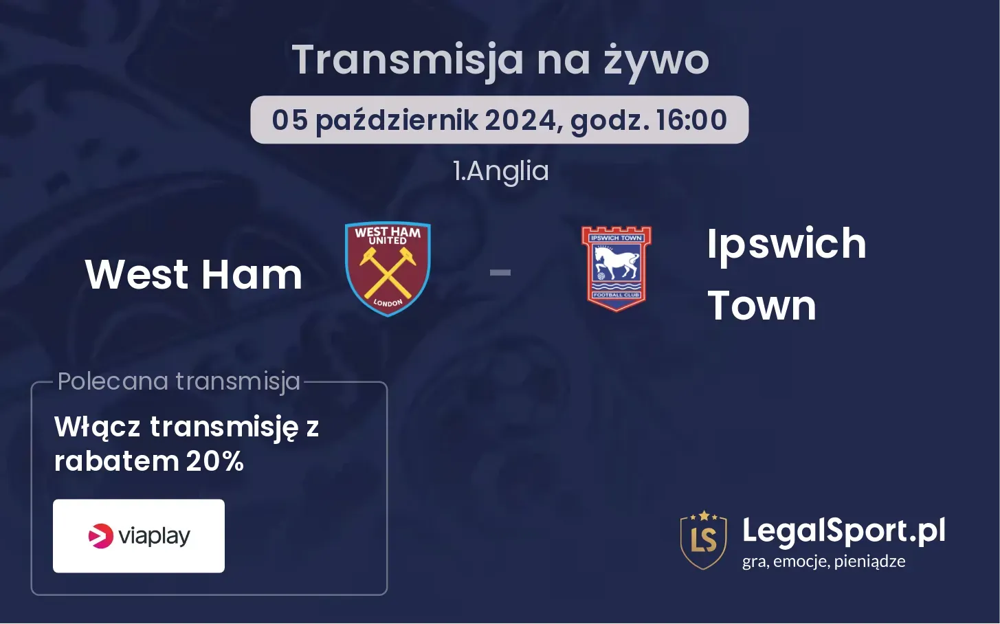 West Ham - Ipswich Town transmisja na żywo