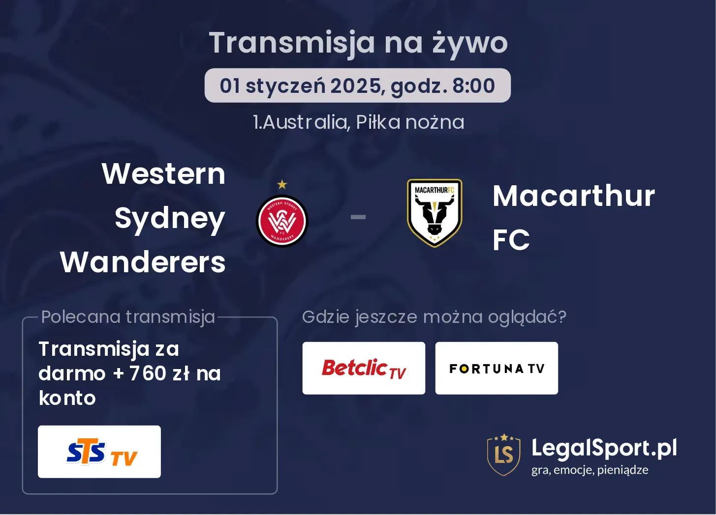 Western Sydney Wanderers - Macarthur FC transmisja na żywo