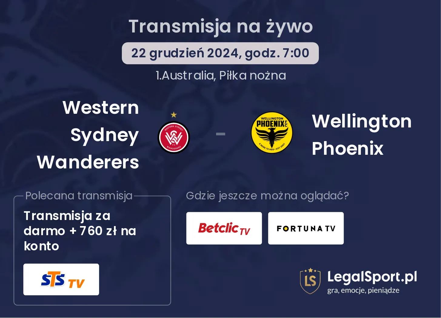 Western Sydney Wanderers - Wellington Phoenix transmisja na żywo