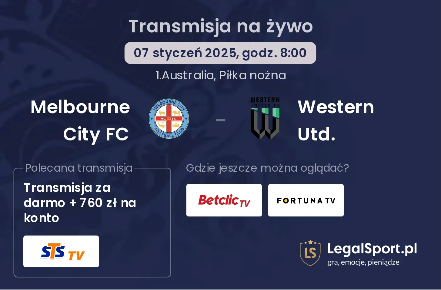 Melbourne City FC - Western Utd. gdzie oglądać?