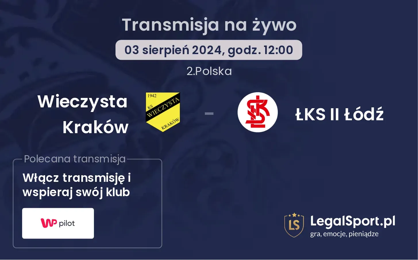 Wieczysta Kraków - ŁKS II Łódź transmisja na żywo