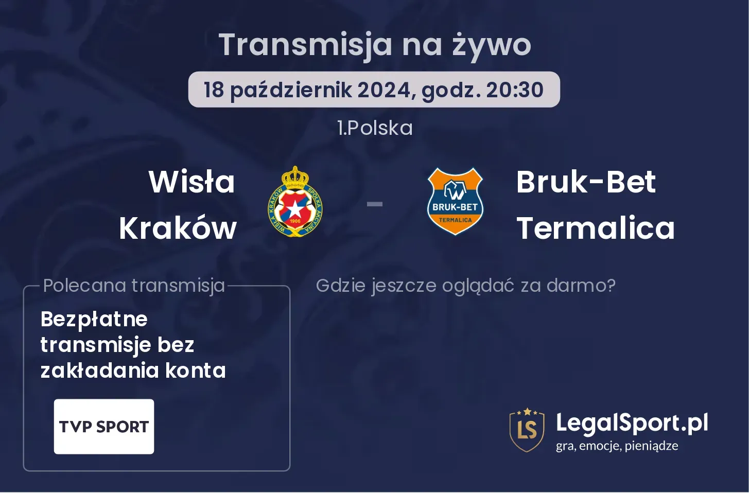 Wisła Kraków - Bruk-Bet Termalica transmisja na żywo