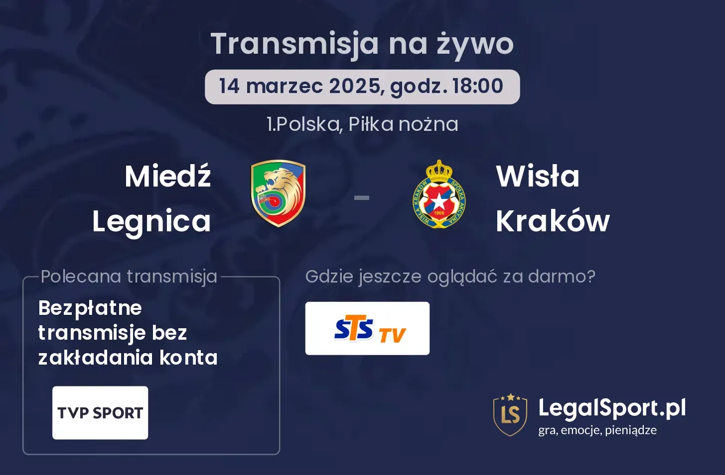 Miedź Legnica - Wisła Kraków gdzie oglądać?