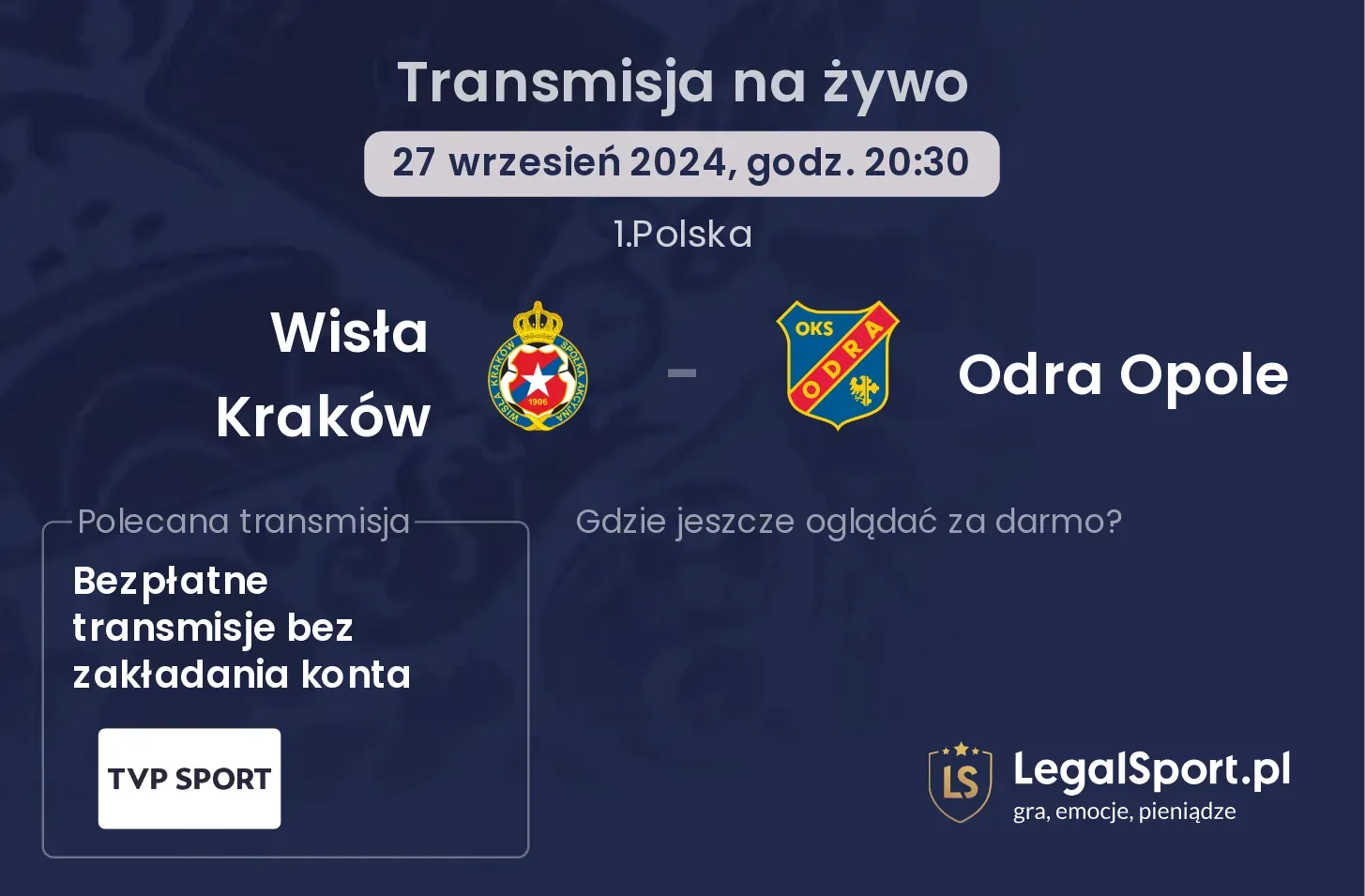 Wisła Kraków - Odra Opole transmisja na żywo