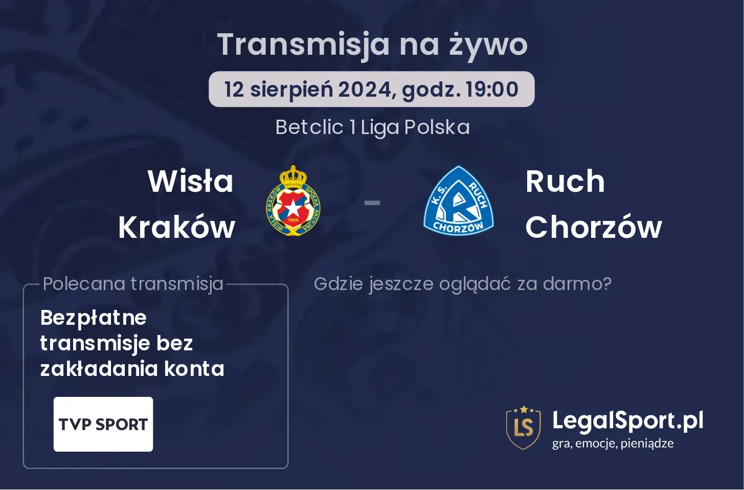 Wisła Kraków - Ruch Chorzów transmisja na żywo