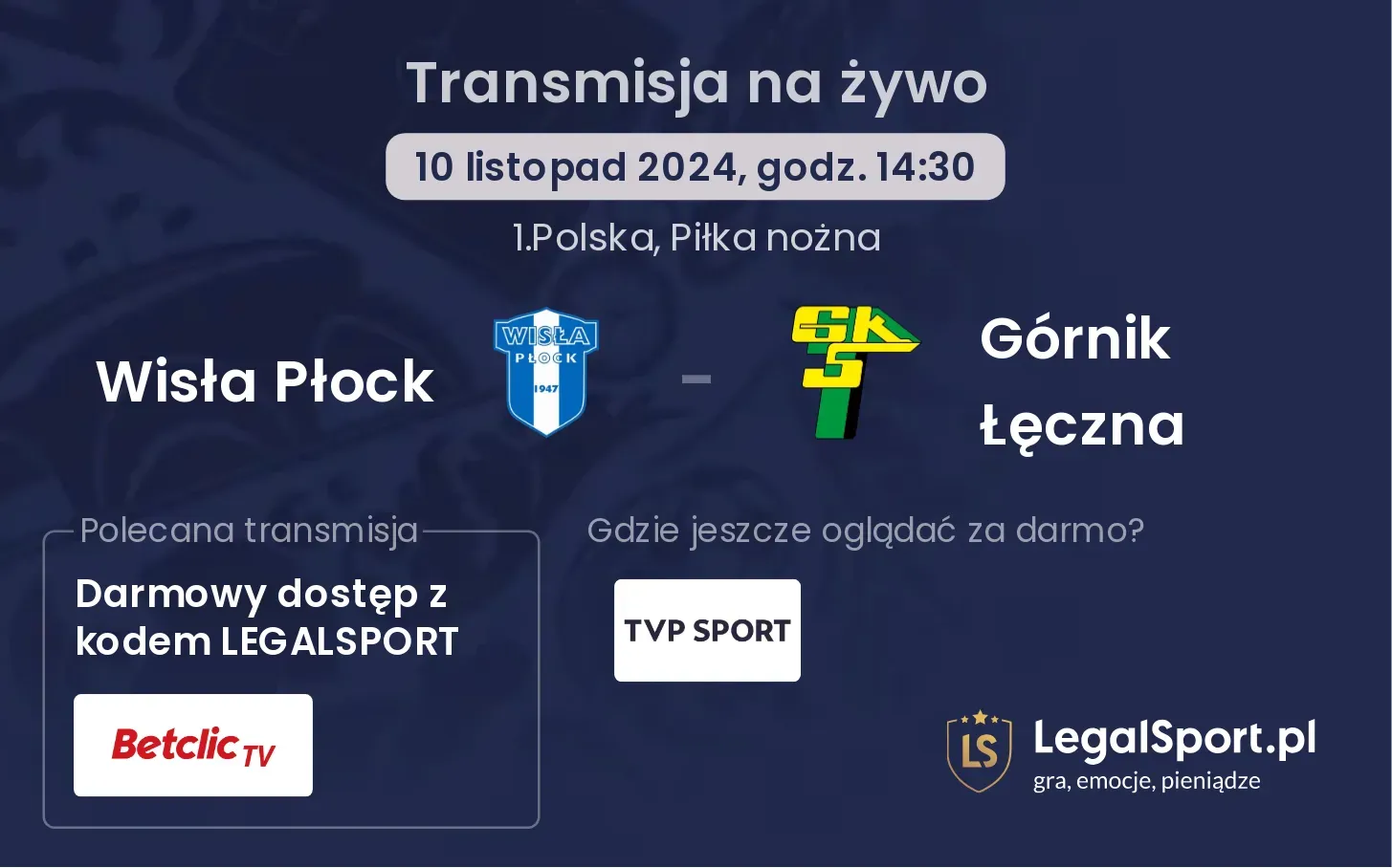 Wisła Płock - Górnik Łęczna transmisja na żywo