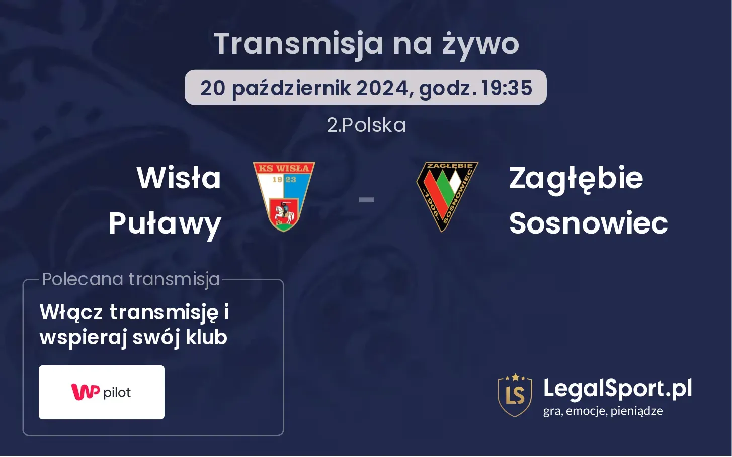 Wisła Puławy - Zagłębie Sosnowiec transmisja na żywo