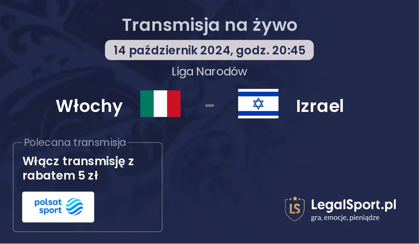 Włochy - Izrael transmisja na żywo