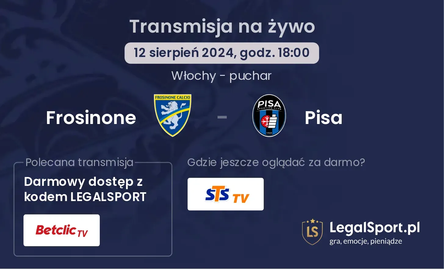 Frosinone - Pisa transmisja na żywo