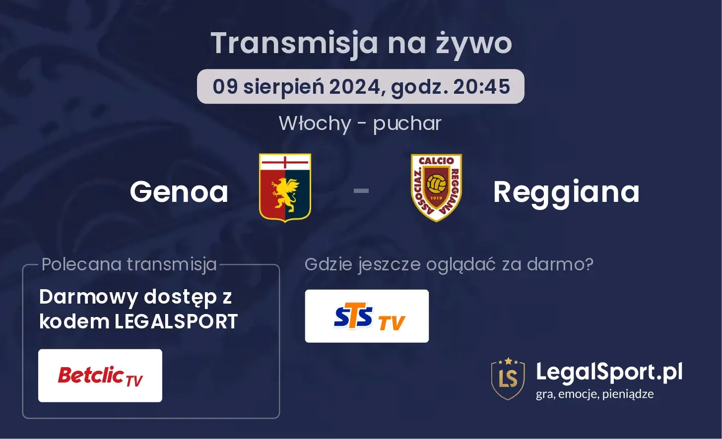 Genoa - Reggiana transmisja na żywo