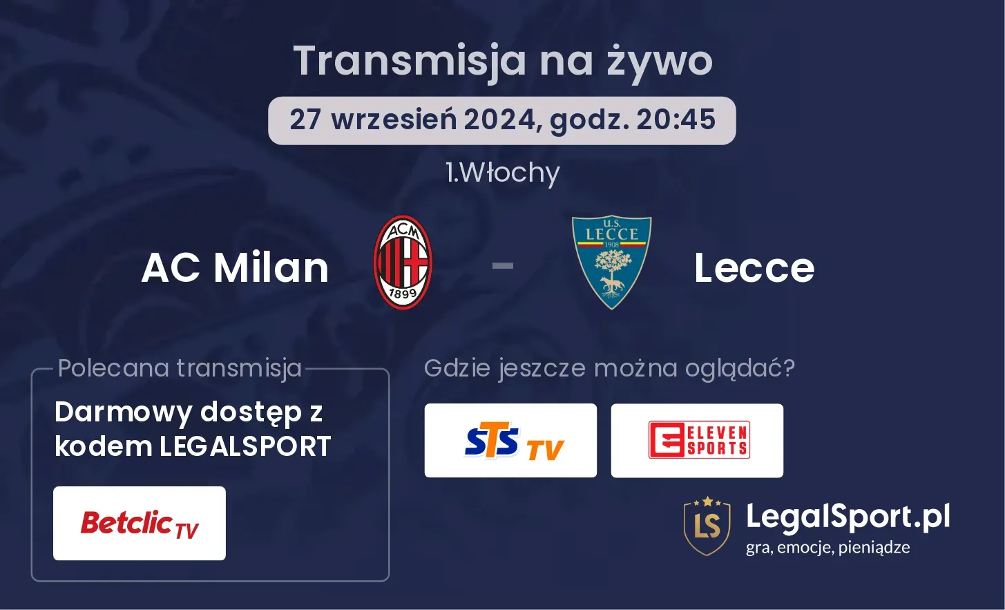 AC Milan - Lecce transmisja na żywo