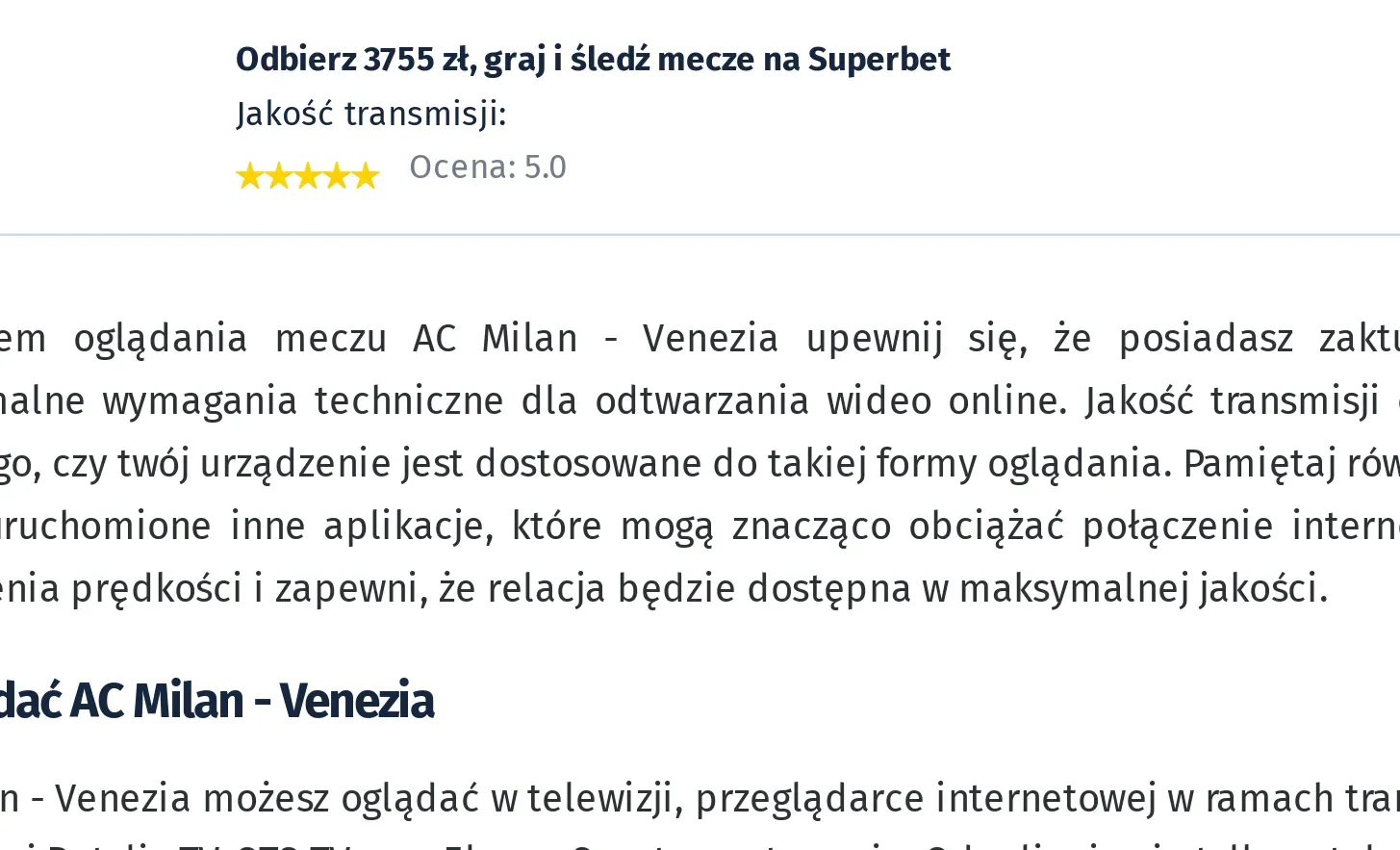 AC Milan - Venezia transmisja na żywo