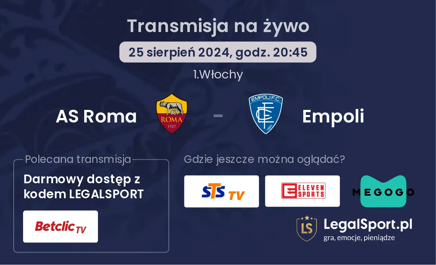 AS Roma - Empoli transmisja na żywo