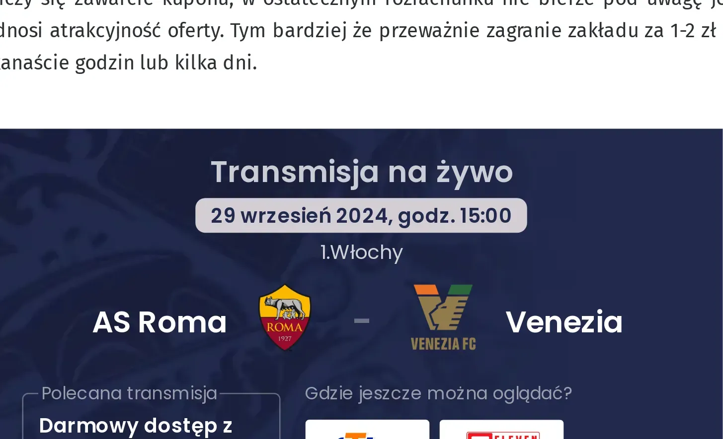 AS Roma - Venezia transmisja na żywo