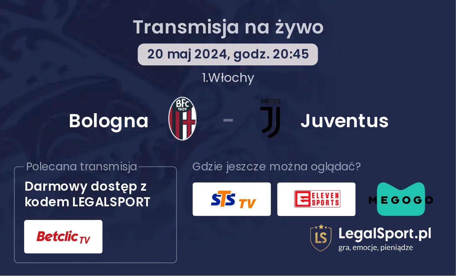 Bologna - Juventus transmisja na żywo