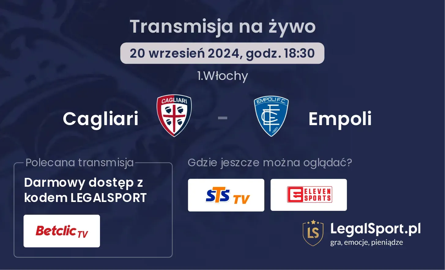 Cagliari - Empoli transmisja na żywo