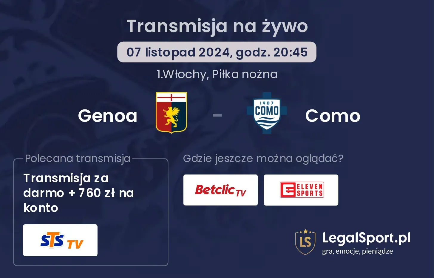 Genoa - Como gdzie oglądać? 07.11, godz. 20:45