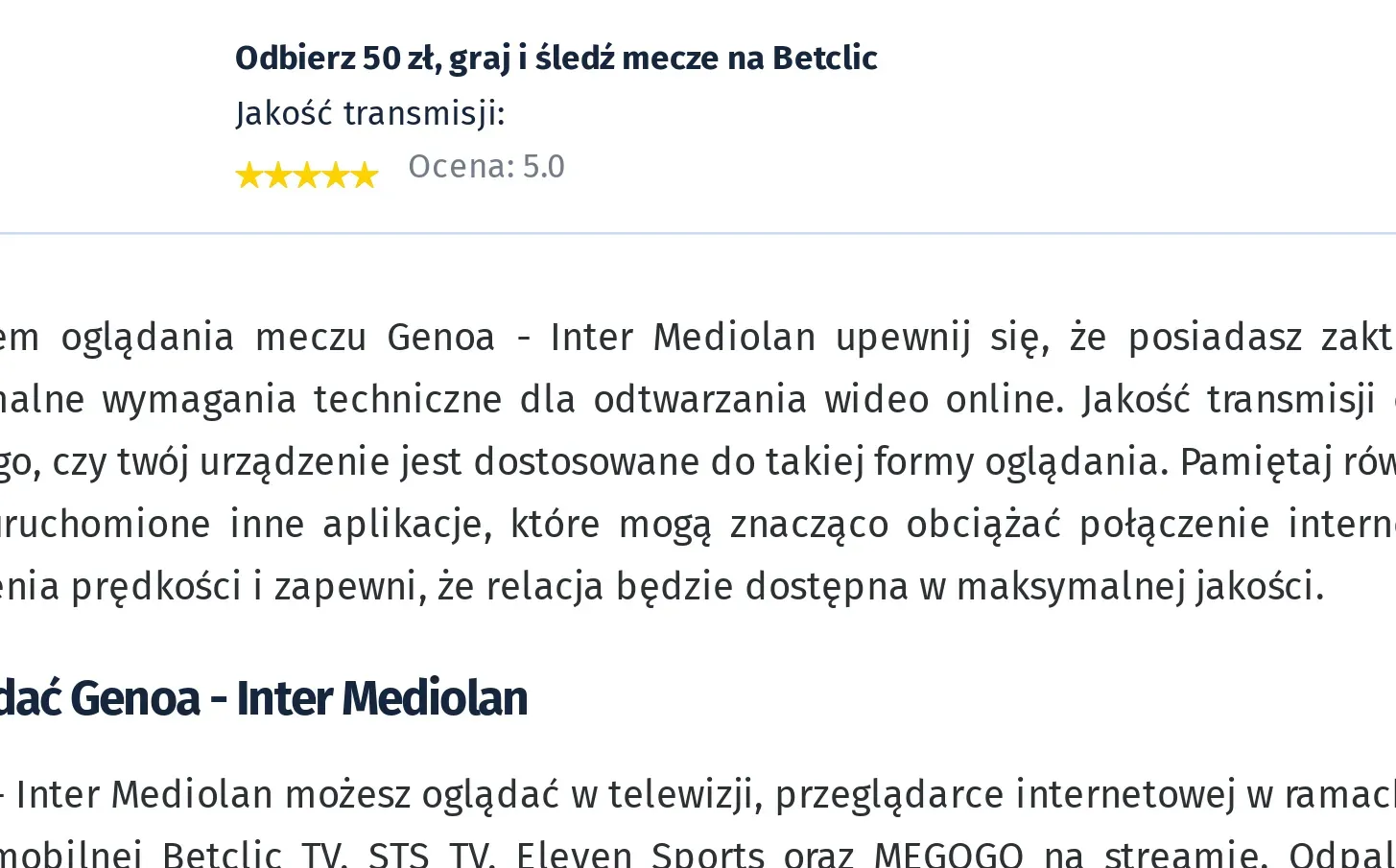 Genoa - Inter Mediolan transmisja na żywo