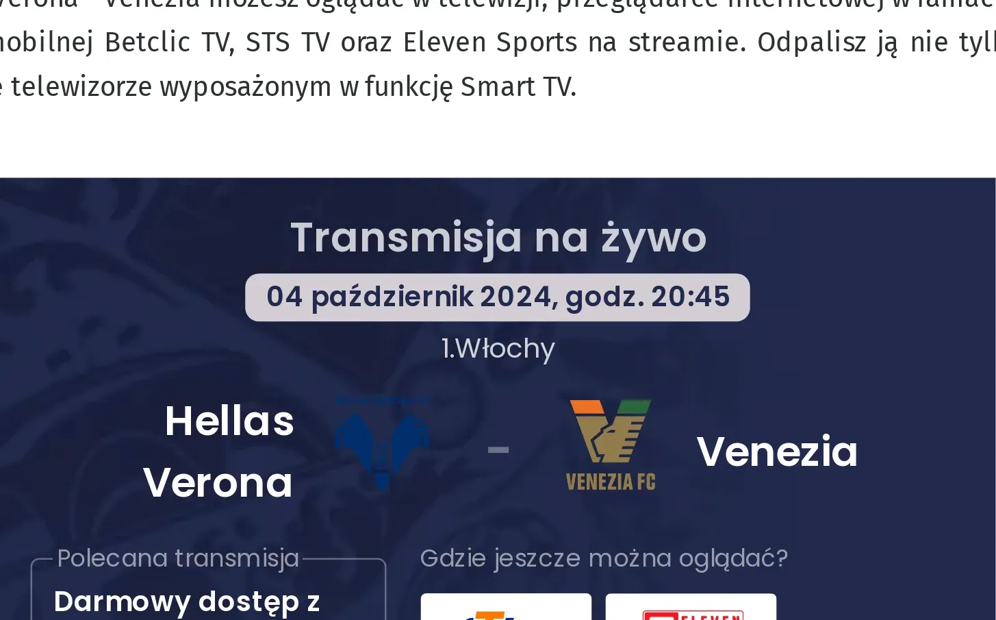 Hellas Verona - Venezia transmisja na żywo