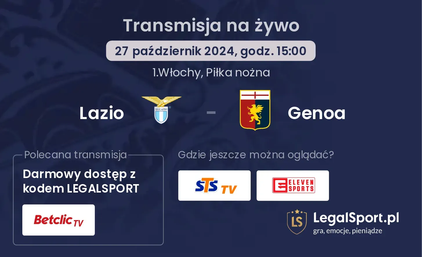 Lazio - Genoa transmisja na żywo