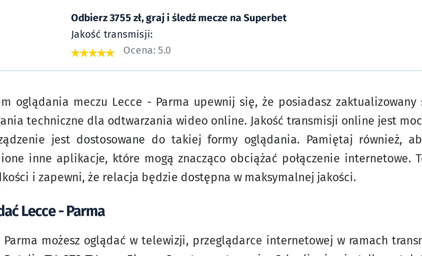 Lecce - Parma transmisja na żywo