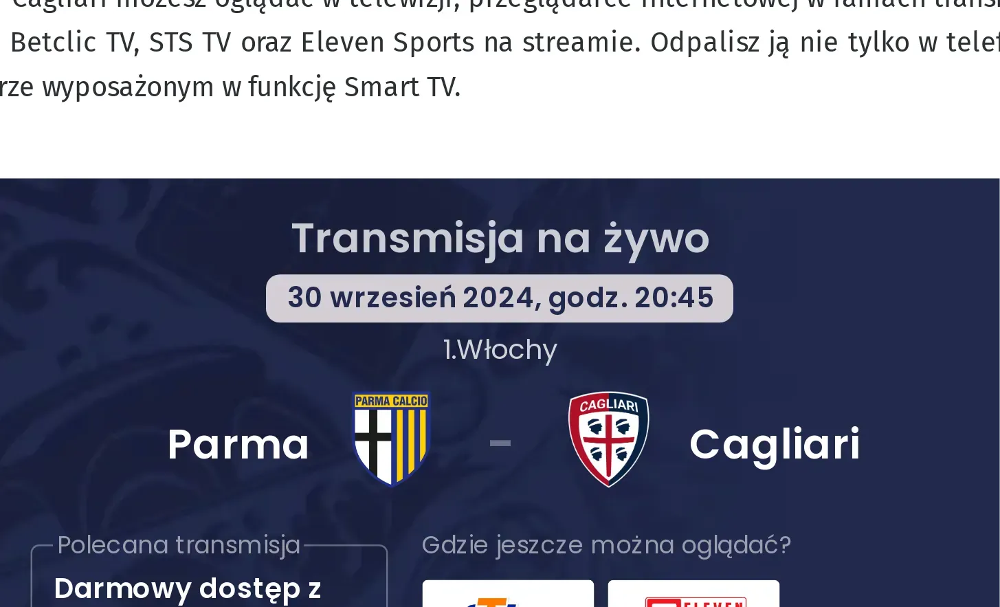 Parma - Cagliari transmisja na żywo