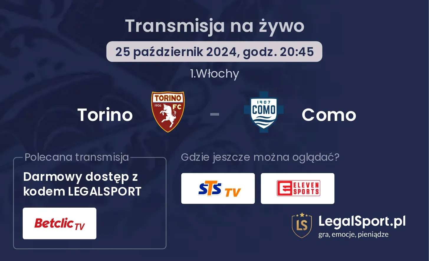 Torino - Como transmisja na żywo