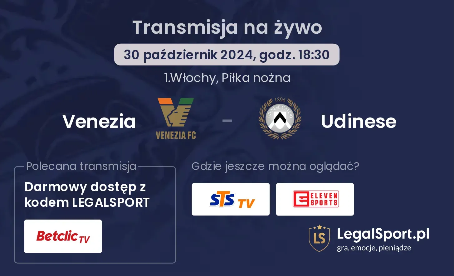 Venezia - Udinese transmisja na żywo