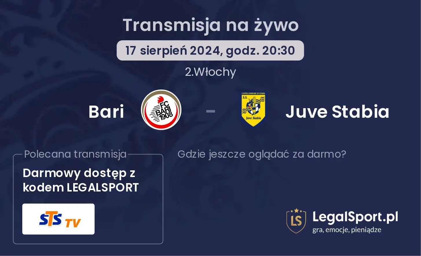 Bari - Juve Stabia transmisja na żywo