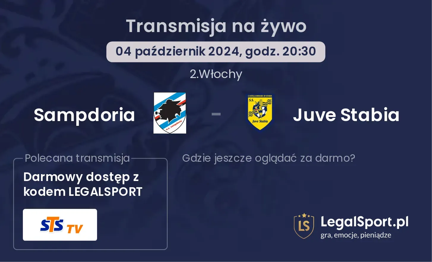 Sampdoria - Juve Stabia transmisja na żywo