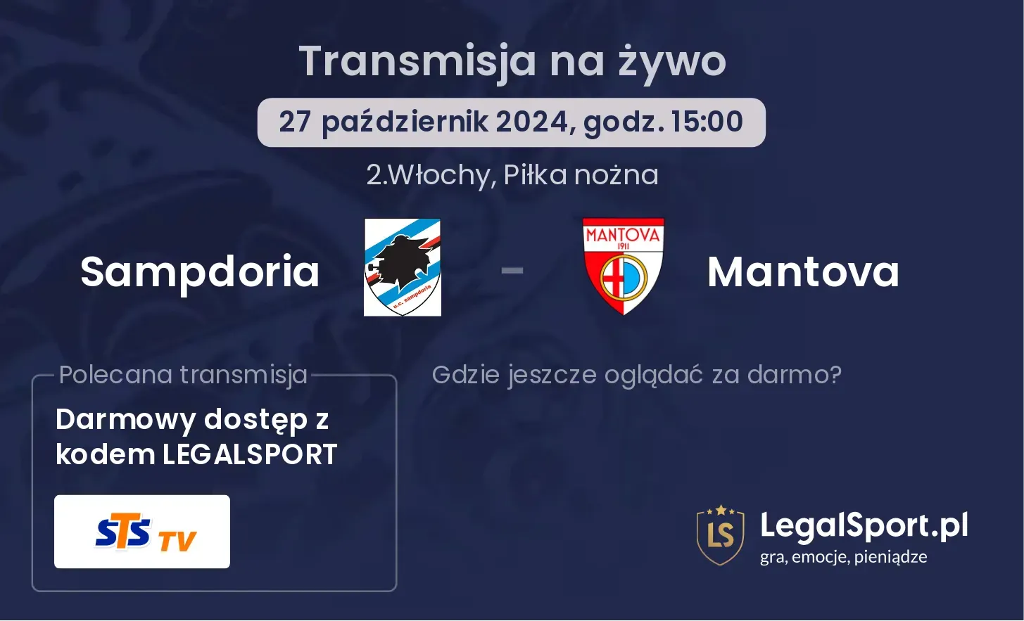 Sampdoria - Mantova transmisja na żywo