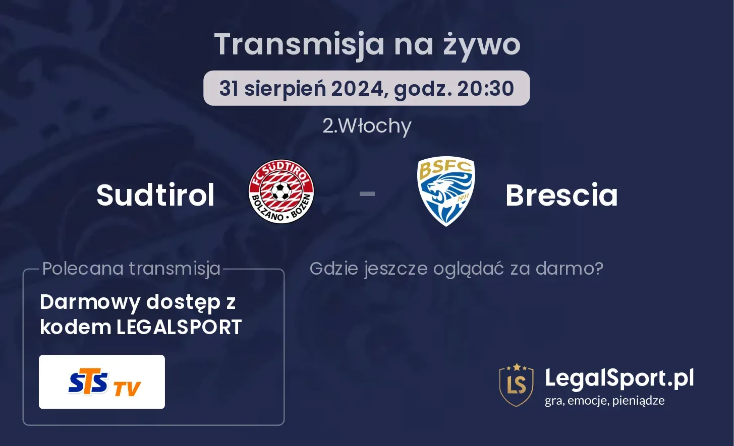 Sudtirol - Brescia transmisja na żywo