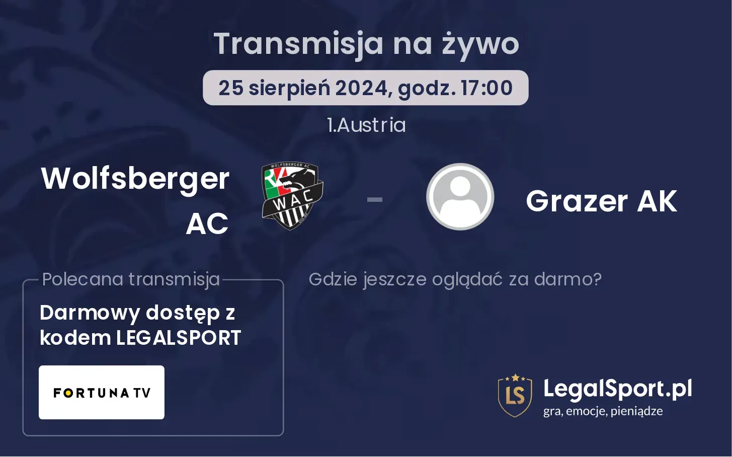 Wolfsberger AC - Grazer AK transmisja na żywo