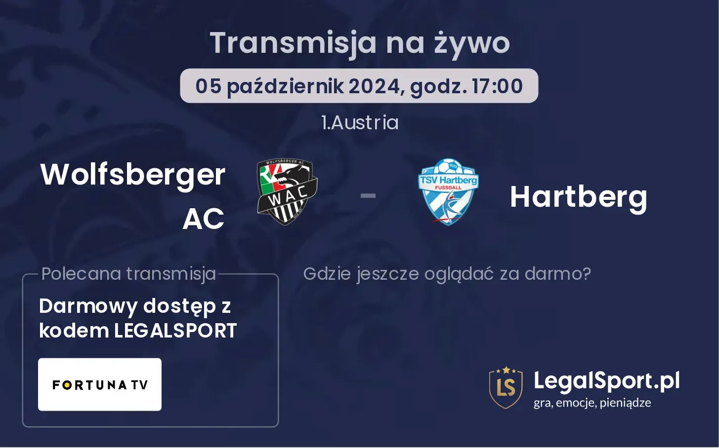 Wolfsberger AC - Hartberg transmisja na żywo