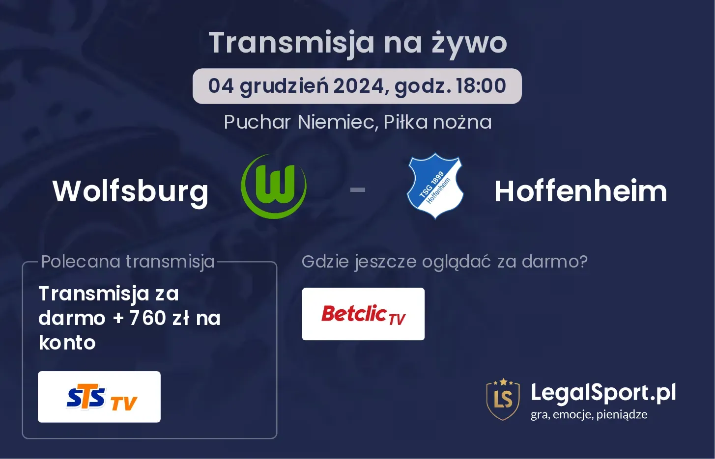 Wolfsburg - Hoffenheim transmisja na żywo