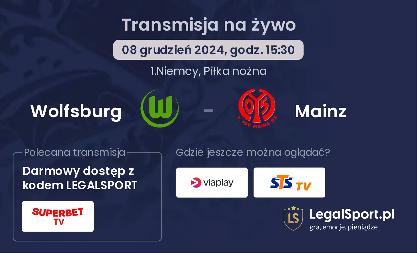 Wolfsburg - Mainz transmisja na żywo