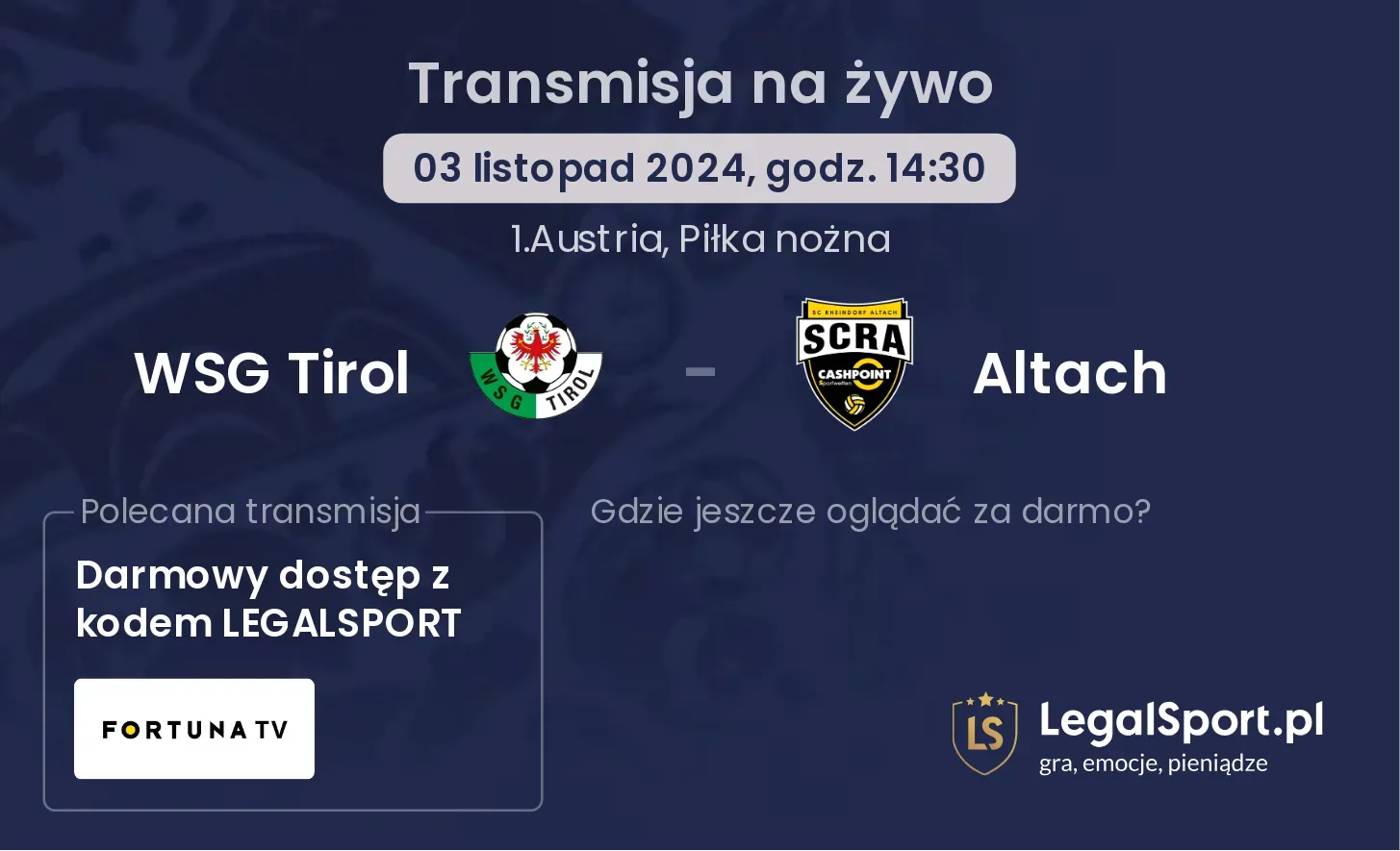 WSG Tirol - Altach transmisja na żywo