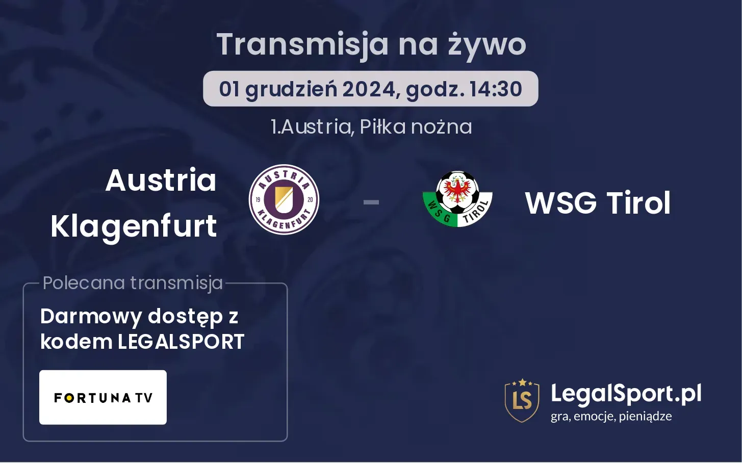 Austria Klagenfurt - WSG Tirol gdzie oglądać?